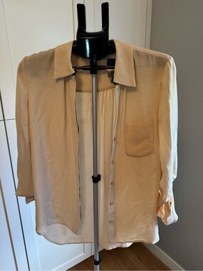 Diane Von Furstenberg Peach Button-Front Blouse